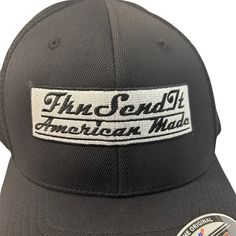 Fkn Send It American Made Hat Flexfit Hat L-Xl Retro Hat Unisex Nwt Super Cool Unique Hat Vintage Vibe But This Is New Fitted Cotton Snapback Hat, Fitted Cotton Snapback Hat With Flat Bill, Fitted Flat Brim Hat For Streetwear, Fitted Outdoor Hat With Curved Bill, Fitted Trucker Snapback Hat With Flat Bill, Fitted Snapback Trucker Hat In Cotton, Fitted Cotton Snapback Trucker Hat, Fitted Trucker Snapback Baseball Cap, Fitted Snapback Trucker Hat