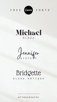 three different types of font on a white background