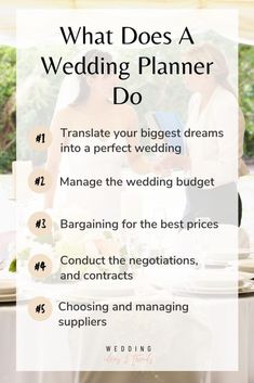 what does a wedding planner do? info on how to plan it and where to put it