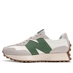 New Balance 327 Casual Shoes 'Beige White Green' U327LX-D New Balance Shoes Green, New Balance 327 Green, Green New Balance, New Balance 327, Shoes Green, Must Buy, New Balance Shoes, New Clothes, Stylish Sneakers