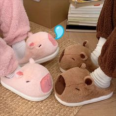 Couple Cute Kapybara Design Slippers Women Winter Casual Soft Heel Slippers Platform Fur Warm Indoor Cute Slippers Fluffy, Slippers Animal, Slippers Fur, Slippers Fluffy, Capybara Plush, Slippers Platform, Slippers Cute, Fluffy Shoes, Soft Heels