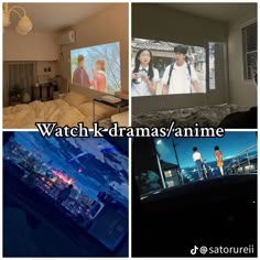 four different pictures with the words watch k - drama / anime on them