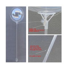 an image of a clear umbrella with instructions on how to use it