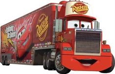 a cartoon character is shown on the back of a truck for disney pixama