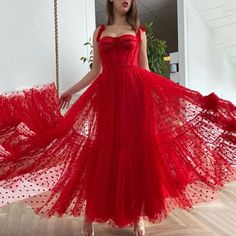 Red Polka Dots Tulle A Line Prom Dress Off Shoulder Prom Dresses BlissGown Cocktail Dress For Teens, Gown Christmas, Maternity Occasion Dress, Dress For Teens, Column Wedding Dress, Red Prom Dresses, Bespoke Wedding Dress, Beach Wedding Dress Boho, Tulle Evening Dress