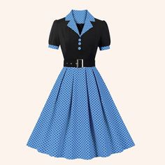 Season:Summer,Spring; Sleeve Length:Short Sleeve; Look After Me:Machine wash,Wet and Dry,Washable; Gender:Women's; What's in the box:Dress,Homecoming Dresses; Types:A-Line Dress,Swing Dress,Dress; Style:Retro Vintage,1950s; Occasion:Date; Material:Polyester; Age Group:Adults'; Pattern:Polka Dot; Neckline:Turndown; Listing Date:01/29/2024 Fitted Retro Vintage Dress, Summer Vintage Blue Dress, Fitted Retro Vintage Dress Knee-length, Short Sleeve Vintage Dress For Summer, Blue Vintage Summer Dress, Summer Vintage Dress With Short Sleeves, Fitted Retro Knee-length Vintage Dress, Retro Fitted Knee-length Vintage Dress, Retro Knee-length Vintage Dress For Vintage Fashion