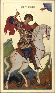 St George Orthodox Iconography, Byzantine Iconography, Icon Photos, Saint George And The Dragon, Egg Tempera, Paint Icon, Orthodox Christian Icons, Saint George's, Byzantine Art