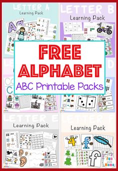 the free alphabet printable pack includes letters, numbers and pictures to help kids learn how to