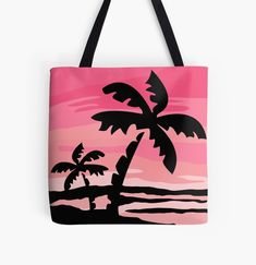 Pink Sunset Palm Tree Summer Bali by AubrieBea | Redbubble Trip To Bali, Simple Landscape, Pink Sunset, Pretty Colors, Pretty Colours, Pink Bag, Palm Tree, Exclusive Designs