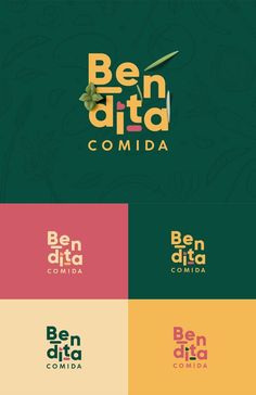 the logo for ben did't comida is shown in different colors and font