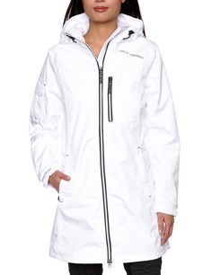 Amazon.com: Helly Hansen Women's Long Belfast Rain Jacket: Sports & Outdoors Rains Long Jacket, Raincoat Jacket, Fur Coat Vintage, Rain Jacket Women, Outwear Coat, Hooded Raincoat, Raincoats For Women, Jacket With Hood, Outwear Jackets