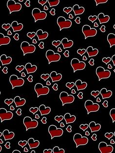 red and white hearts on black background for valentine's day wallpaper or fabric