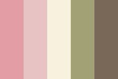 the color scheme is pink, green and beige with neutrals in shades that appear to be pale