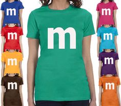 women's t - shirt with m and m on the front in multiple colors