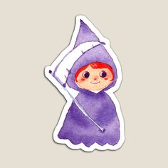 a watercolor drawing of a little red - haired girl holding a bow and arrow