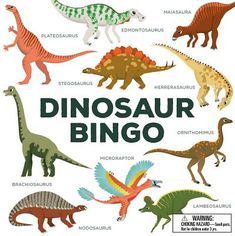 an illustrated book with different types of dinosaurs