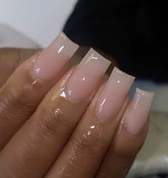 Simple Pretty Nails Natural Looks, Long Natural Nails Acrylic, Clear White Acrylic Nails, Realistic Acrylic Nails, Milky Nails, Acrylic Toe Nails, Hard Nails, White Acrylic Nails, Girly Acrylic Nails