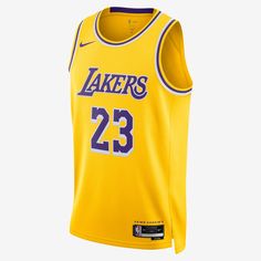 the los lakers jersey is shown in yellow