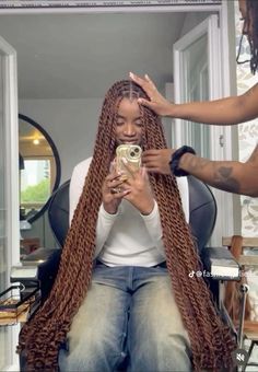 Brown Twist Braids Hairstyles, Dark Skin Brown Braids, Honey Blonde Senegalese Twist, Brown Twists Black Women, Braids Brown And Black, Brown Island Twist, Brown Twist Braids, Brown Passion Twists, Brown Braids For Black Women