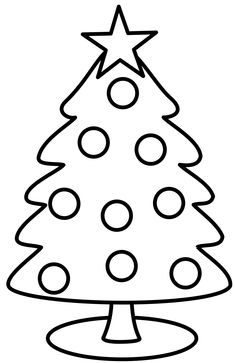 a christmas tree with dots on the bottom and a star on top, in black and white