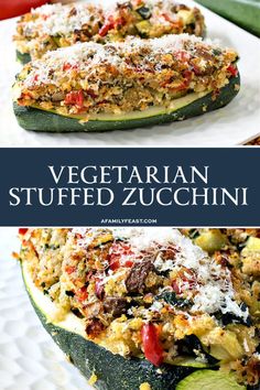 an eggplant stuffed zucchini on a white plate with cheese and sauce