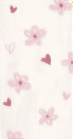 pink flowers and hearts drawn on white paper