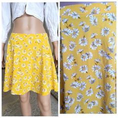 "yellow skirt daisy print skirt skaterskirt floral skirt womens skirt Vintage flower skirt beach skirt summer skirt circle skirt mini skirt M 96% cotton height of the woman in the photo - 180 cm Please refer to photos for details of condition. Condition: very good vintage Measurements: Length: 45 cm/17.7 \" Waist 70 cm/27.6\" Hips: FREE Size UK 12 EUR 40 M note The color on the pictures may vary due to monitor settings and light reflections. Ready to ship Please do not hesitate to contact with m Summer A-line Skort, Casual A-line Mini Skirt For Summer, Summer Floral Print Mini Skirt, Floral Print Summer Mini Skirt, Summer Floral Mini Skirt, Summer Flared Mini Skirt, Spring A-line Flowy Mini Skirt, Flowy A-line Mini Skirt For Spring, Cotton Flared Skort For Summer