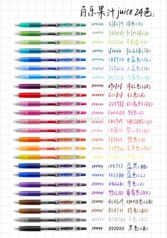 the different types of pens are shown in this chart, and there is also an image of