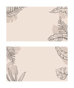 two rectangular banners with tropical leaves on the bottom one has a beige background and the other is