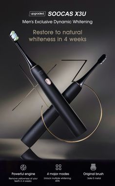 an advertisement for the new electric toothbrush with its own logo and description on it