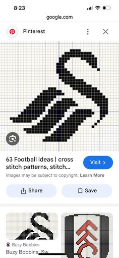 the cross stitch pattern is shown on an iphone screen, and shows how to use it