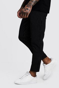 Woven Pinstripe Jogger - boohooMAN Japan Outfits, Upgrade Your Look, Mens Fashion Streetwear, Sports Luxe, Going Out Outfits, Fashion Streetwear, Prince Of Wales, Tailored Trousers, Capsule Wardrobe