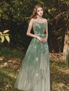 Gaun Tulle, Prom Dress Green, Lace Long Prom Dress, Green Evening Dress, Green Tulle, A Line Evening Dress, Tulle Evening Dress, Custom Size Dresses, A Line Prom Dresses