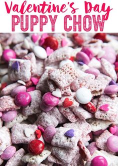 valentine's day puppy chow is an easy treat for the kids to make and eat