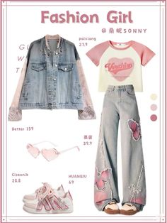 Cute Easy Outfits For School, Clothes Korean Style, Korean Casual Outfits, Trendy Outfits For Teens, Edgy Outfits, Fashion Girl