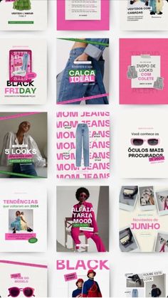 an advertisement for black friday is shown in pink and green colors, with images of women's clothing on them