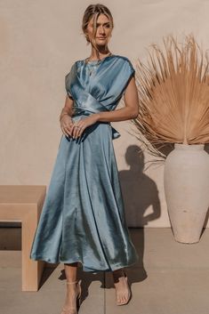 Rosalind Midi Dress in Blue | böhme Wedding Guest Outfits Women, Italy Wedding Guest, Midi Dress Chic, Mother Of Bride Dresses, Wedding Guest Attire, Elegant Midi Dresses, Wedding Guest Outfits, Neue Outfits, Guest Attire