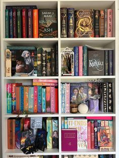 a book shelf filled with lots of books