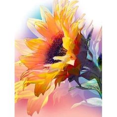 Pastel Flower Diamond Art Painting Kit - DiamondArtGifts Sunflower Watercolor Painting, Painted Items, Watercolor Paintings Easy, Watercolor Painting Techniques, Watercolor Flower Art, Pastel Watercolor, Watercolor Flowers Paintings