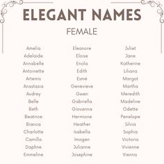 an elegant name chart with the names of different people