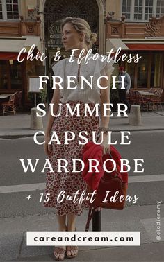 Discover the essentials of a chic French summer capsule wardrobe! Get inspired with 15 French summer outfits that showcase the best of Parisian chic style. Learn about French wardrobe essentials that embody classy, effortless fashion. Plus: French summer style, Parisian capsule wardrobe. Parisian Chic Style Summer Casual, Womens Parisian Style, Summertime Capsule Wardrobe, French Summer Wedding Guest Outfit, French Women Style Over 40 Summer, Silk Tank Top Outfit Summer, French Spring Capsule Wardrobe, Summer Dress Capsule Wardrobe, Capsule Wardrobe Summer Outfits