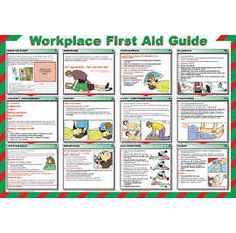 worksheet for workplace first aid guide with pictures and instructions on the front cover