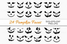 pumpkin faces with different expressions and shapes to make it look like they have been carved