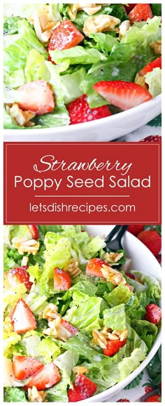 strawberry poppy seed salad with lettuce and strawberries