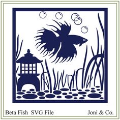 the logo for beta fish svg file, featuring an image of a fish and a lantern