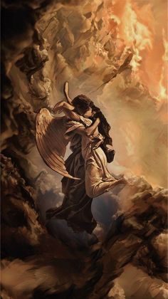 Dark Love Aesthetic, Forbidden Kiss, Romance Arte, Romantic Encounter, Valentine Aesthetic, الفن الرقمي, The Fallen Angel, Romantic Wallpaper, Angel Wallpaper