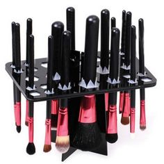 Air Drying Makeup Brush Organizing Tower Tree Rack Holder Cosmetic Tool Holder Beauty Accessory Alat Makeup, Makeup Brush Organization, Best Makeup Brushes, Makeup Brush Holder, Makeup Guide, Black Makeup, How To Clean Makeup Brushes, Makeup Brush Holders