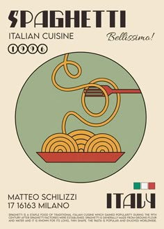 an advertisement for spaghetti in italian cuisine