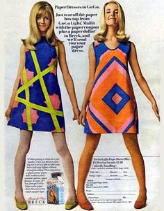 Paper Dresses, Paper Clothes, 1960 Fashion, 60's Style, Fashion 1960s, 60s And 70s Fashion, 1960's Fashion