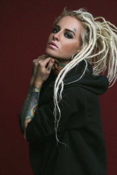 White Hair, Blonde Hair, Piercings, A Woman, Dreadlocks, Blonde, Tattoos, Hair, White